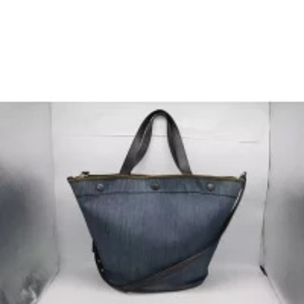 Prada Handbag City B Denim Calf Leather Blue